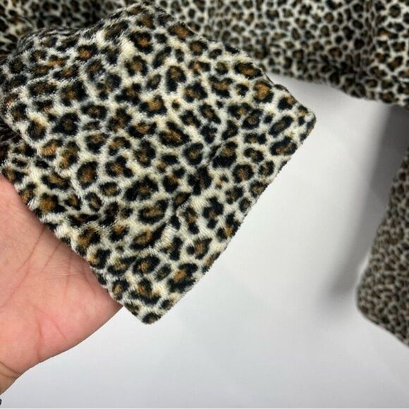 Urban Outfitters Leopard Print Fleece Sweater Half Zip Pullover Women's Large - Picture 9 of 9